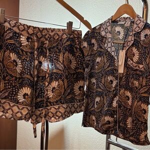 Rachel Zoe Navy and Cream Floral Pajama Set